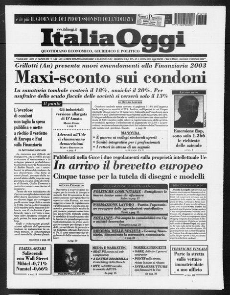 Italia oggi : quotidiano di economia finanza e politica